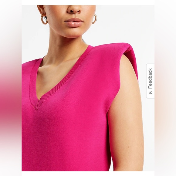 Express Women's V-Neck Padded Shoulder Sweater vest - Picture 13 of 16